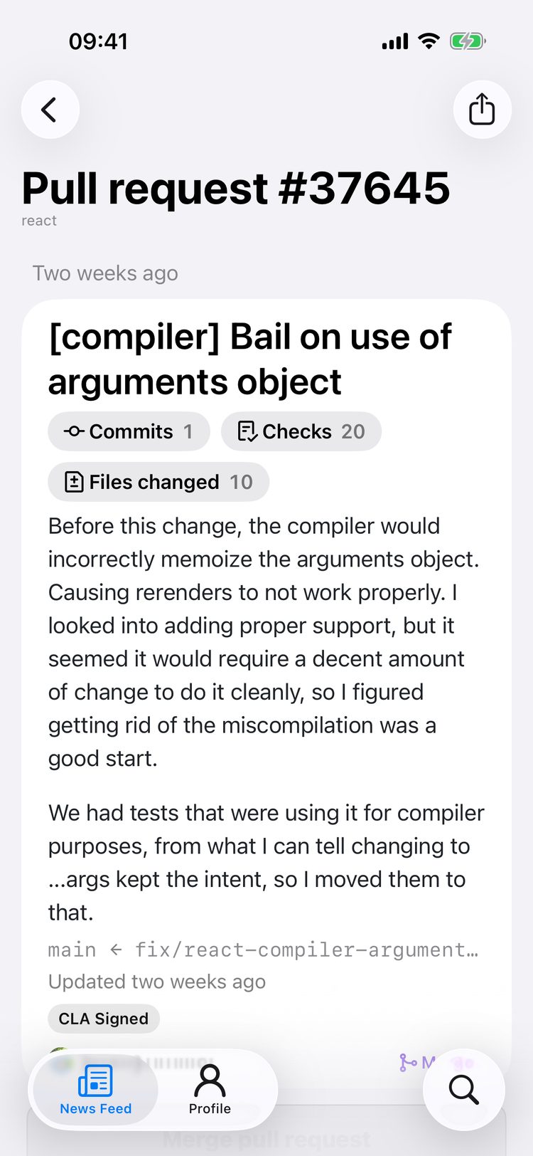 Pull request detail for React on Octodoge